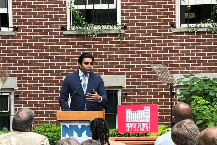 NYC Health Commissioner Dr. Ashwin Vasan presents his vision for mental health service in the city at the Henry Street Settlement, May 24th, 2022.